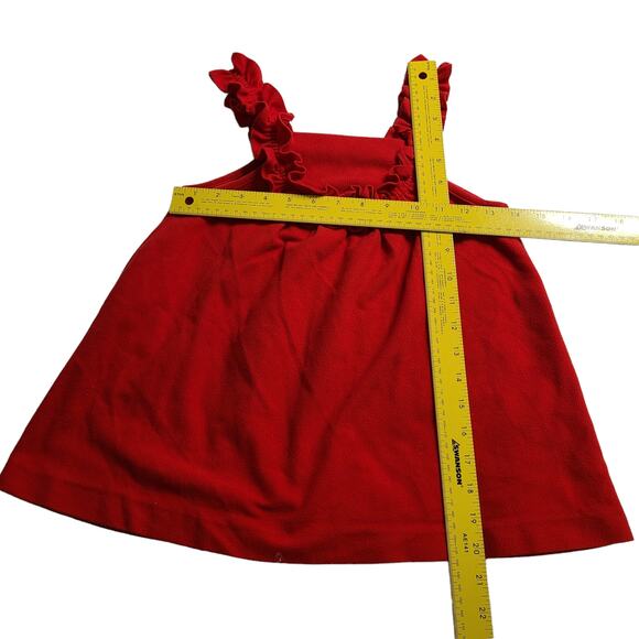 Vintage Her Majesty Red Fleece Sleeveless Girls Dress Size 4 A Line 2089 - Picture 3 of 7